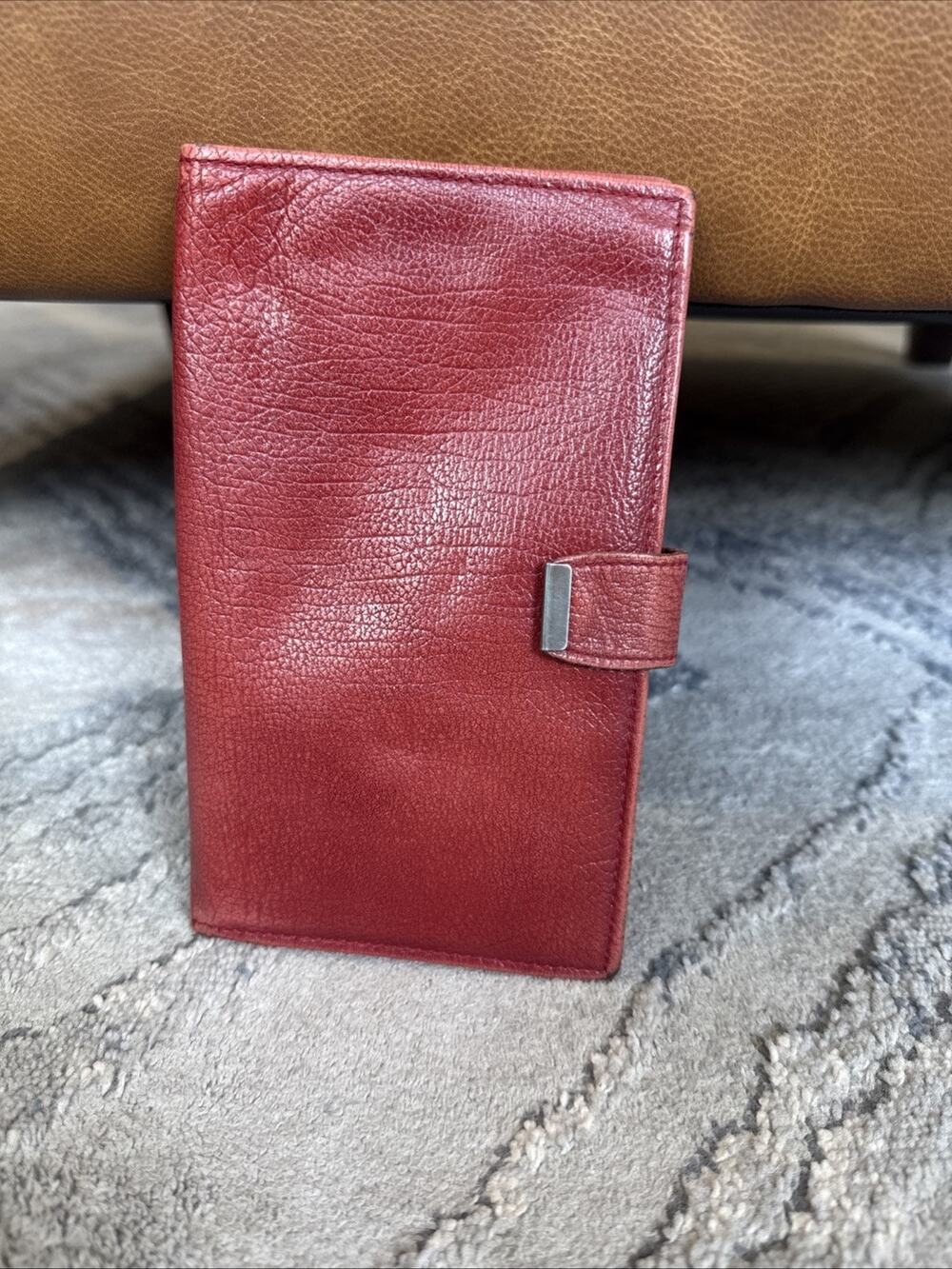 Vintage Pocket Day-Timer organizer Antique Calf Leather Red